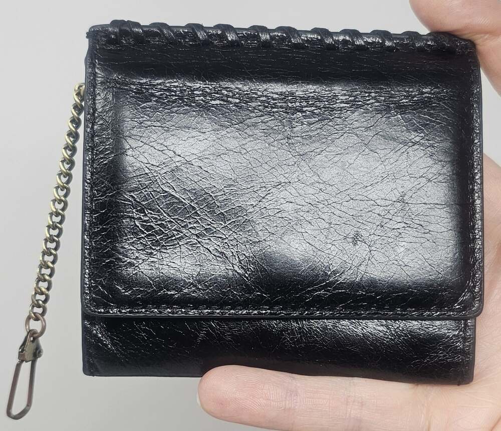 HOBO International Stitch Leather Cardholder Card Wallet Black Keychain